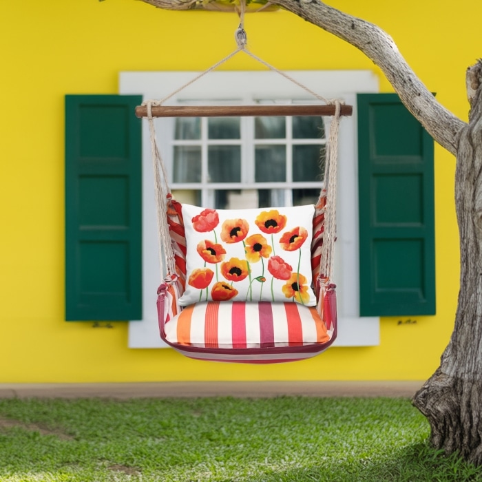 Swing Set 4 piece - Cristina Stripe w/ Poppy Blossoms <br>(Item # sws-cr-ag2501)