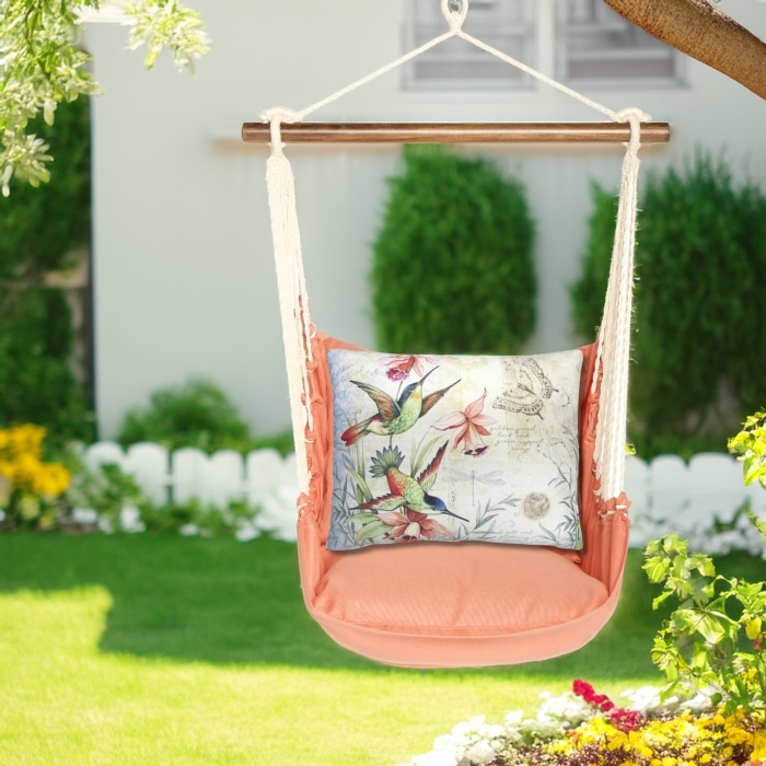 Swing Set 4 piece - Living Coral w/ Hummingbirds <br>(Item # sws-lc-sw901)