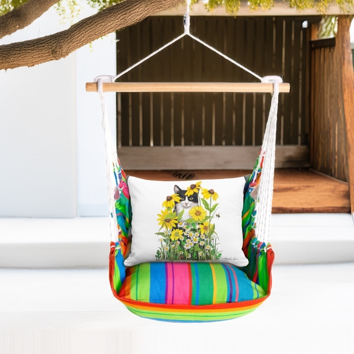 Swing Set 4 piece - Le Jardin Nouveau w/ Cat with Daisies <br>(Item # sws-ljn-mlt2502)