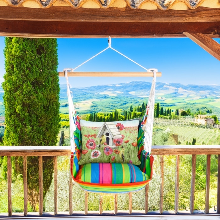 Swing Set 4 piece - Le Jardin Nouveau w/ Yellow Birds and Poppy Field <br>(Item # sws-ljn-tc2502)