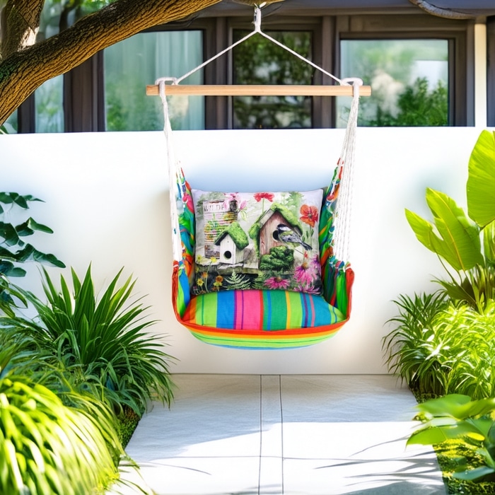 Swing Set 4 piece - Le Jardin Nouveau w/ Garden Birdhouses <br>(Item # sws-ljn-tc461)