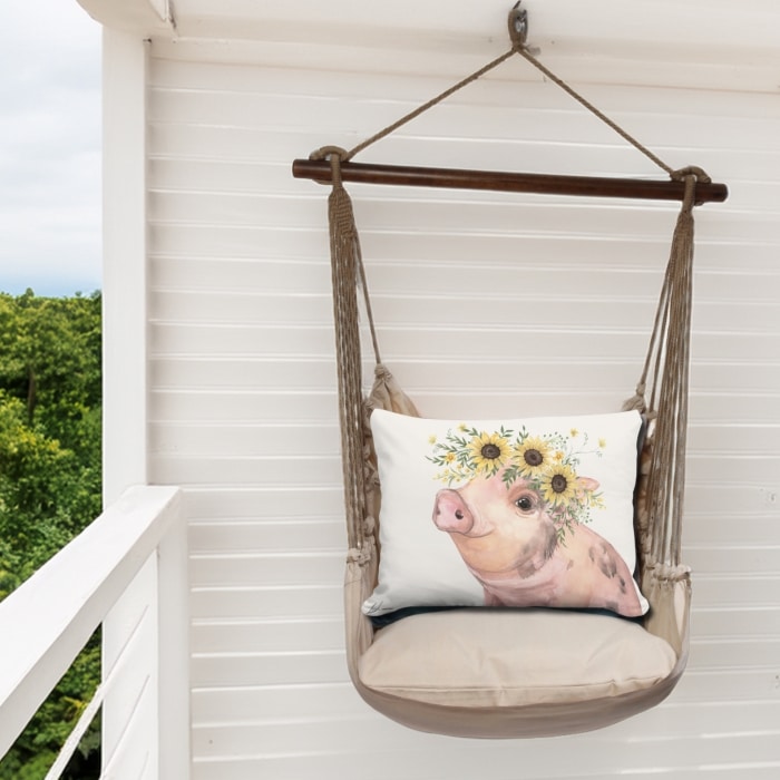 Swing Set 4 piece - Latte Solid w/ Pig with Sunflowers <br>(Item # sws-lt-brd2505)