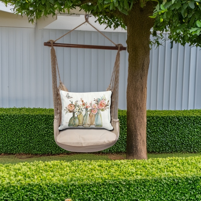 Swing Set 4 piece - Latte Solid w/ Flowers in Glass Bottles <br>(Item # sws-lt-sw2503)