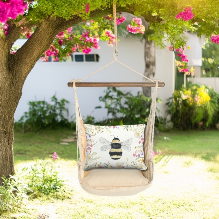 Swing Set 4 piece - Magnolia Stripe w/ Floral Bee <br>(Item # sws-ms-brd2503)