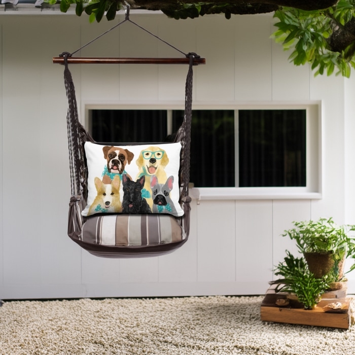Swing Set 4 piece - Slate Gray Stripe w/ Dog Portrait <br>(Item # sws-sg-jm2507)
