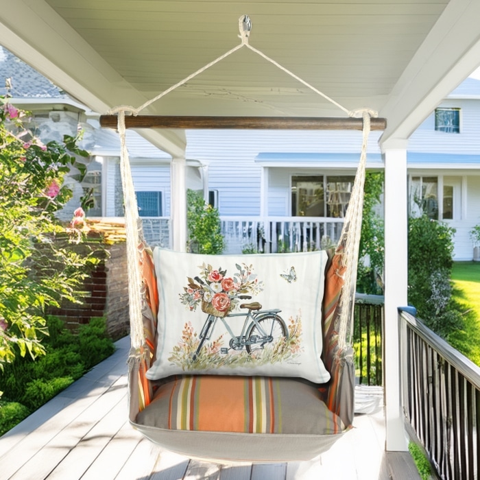 Swing Set 4 piece - Serene Sunset w/ Bike with Flower Basket <br>(Item # sws-sun-sw2502)