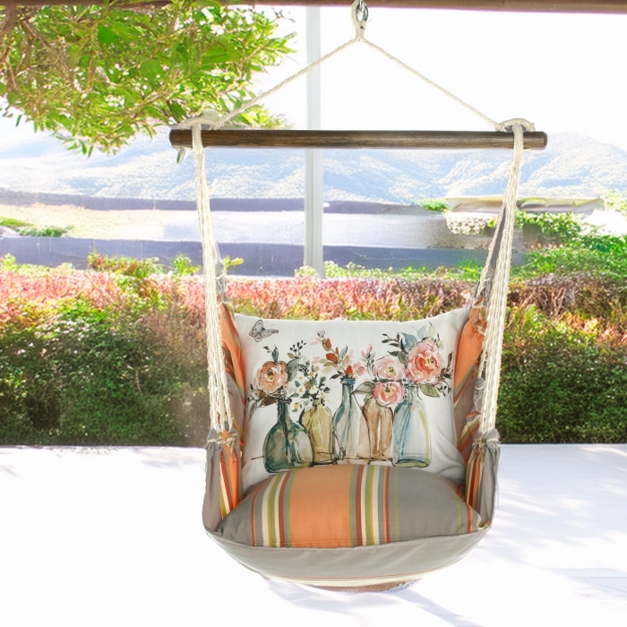 Swing Set 4 piece - Serene Sunset w/ Flowers in Glass Bottles <br>(Item # sws-sun-sw2503)