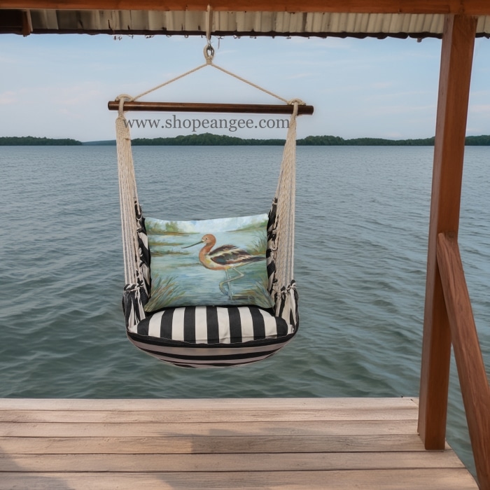 Swing Set 4 piece - True Black Stripe w/ Avocet Bird in Water <br>(Item # sws-tb-sw2505)