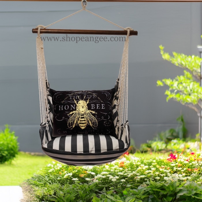 Swing Set 4 piece - True Black Stripe w/ Vintage Bee on Black <br>(Item # tbcb701-sp)