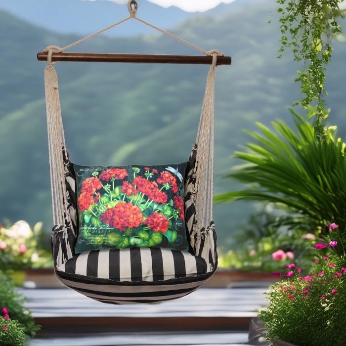 Swing Set 4 piece - True Black Stripe w/ Geranium on Black <br>(Item # tbgerb-sp)