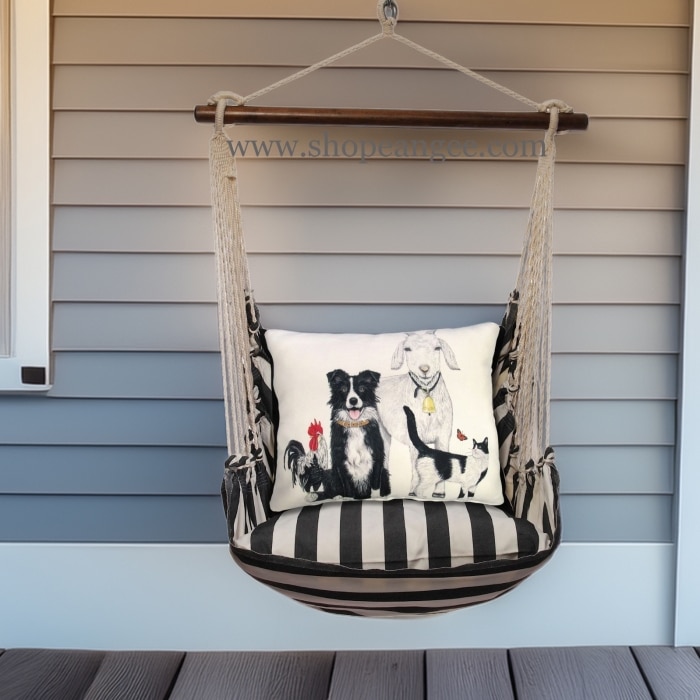Swing Set 4 piece - True Black Stripe w/ Dog and Farm Animals <br>(Item # tbmlt301-sp)