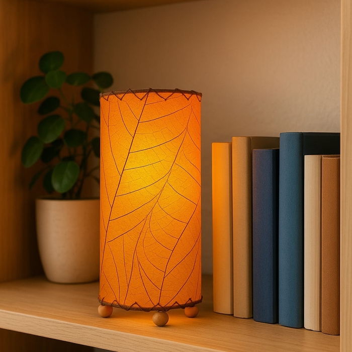 12 Inch Cocoa Leaf Cylinder Table Lamp Orange<br>(Item #380 t o) - Image 2