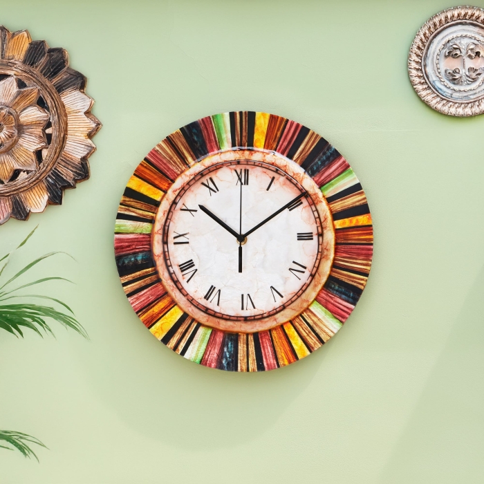 Clock Wall Decor Multicolor Face <br>(Item # m1505)