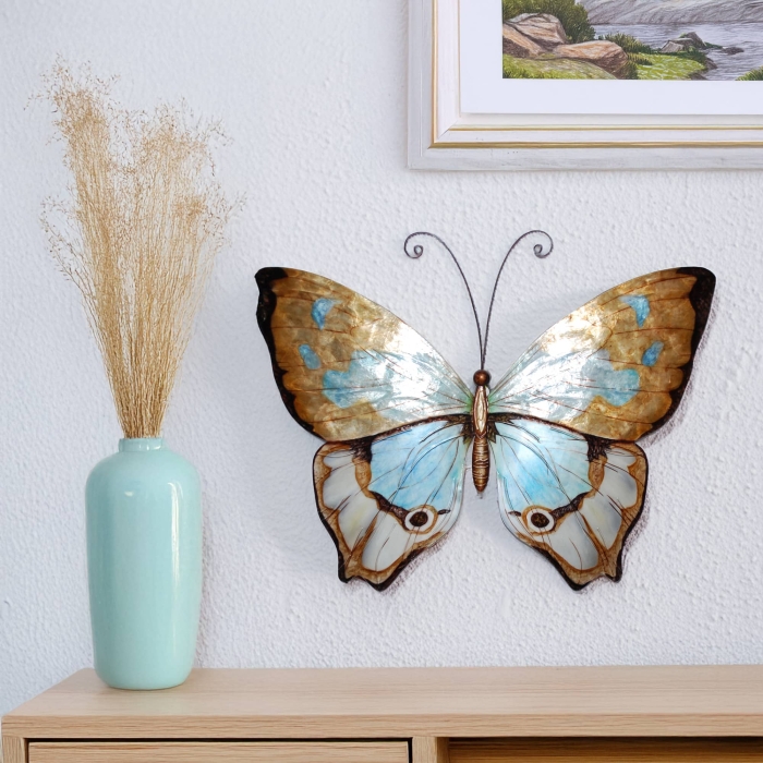 Butterfly Wall Decor Copper With Aqua <br>(Item # m2006) - Image 2